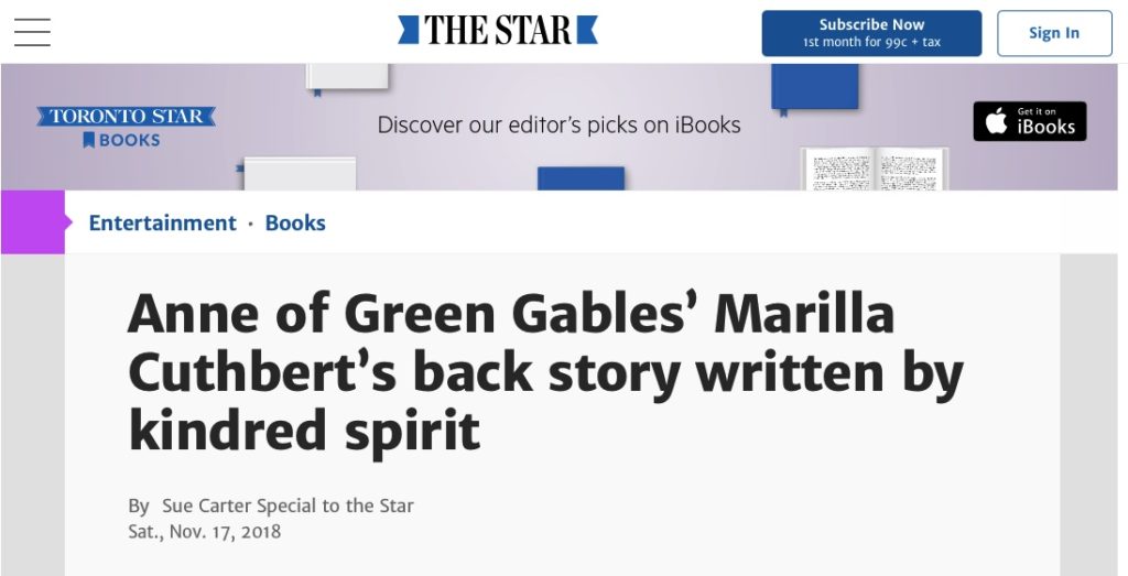 The Toronto Star features Marilla of Green Gables ⋆ Sarah McCoy